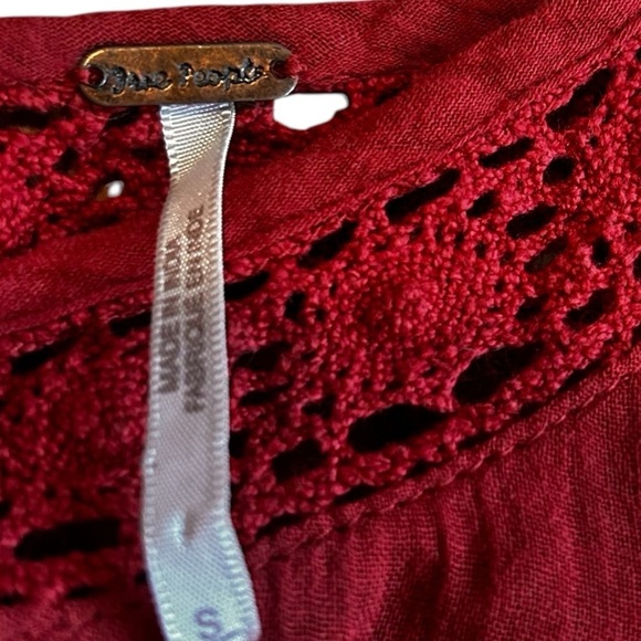 Free People Perfectly Victorian Embroidered Rust Mini Dress- Size Small-Red - Picture 15 of 16